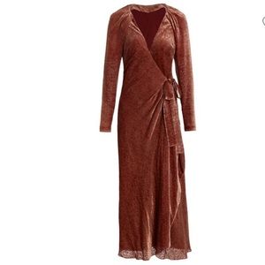 NWT TANYA TAYLOR Laureen Velvet Wrap Dress Size 16 in Rosebud MSRP $595